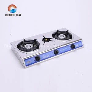 Bếp gas bằng thép không gỉ cổ điển với vòng Waterpan và ba burners
